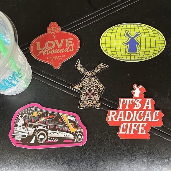 NEW BUNDLE OF FIVE DUTCH BROS COLLECTIBLE STICKERS - Picture 1 of 6